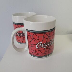 Set of Vintage Coca‎ Cola, Stained Glass Design, Coffee Mugs